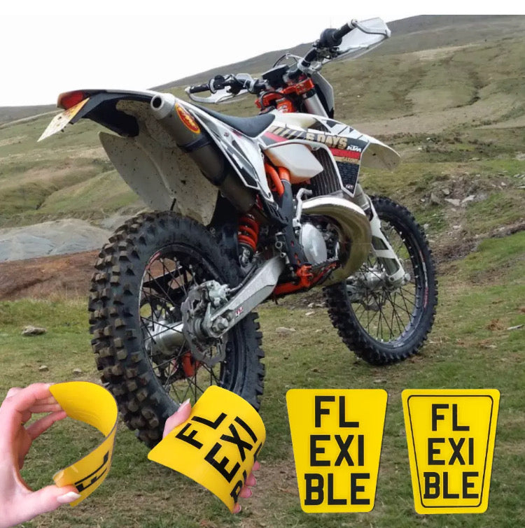 FLEXIPLATE™ TAPERED FLEXIBLE MOTORBIKE ENDURO NUMBER PLATE 3 SIZES