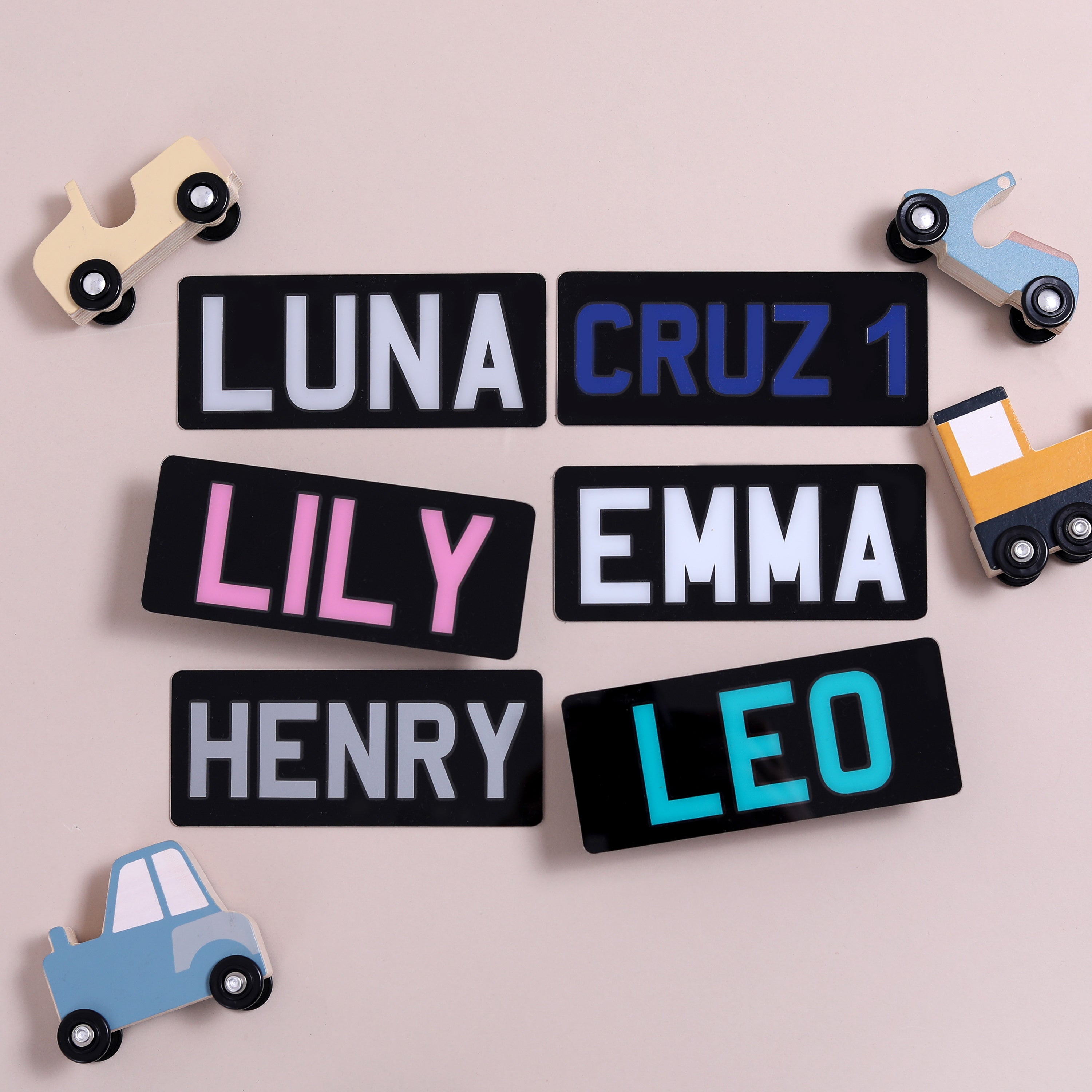 BLACK Personalised Kids Small Plastic Number Plate Flexi Plates Uk